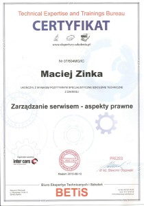Certyfikat Betis zarzadzanie warsztatem p.Maciej 210x300